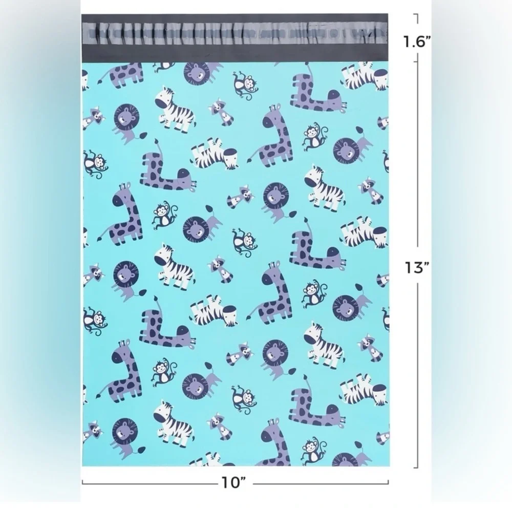 Polymailers 10 10x13 Cute Animals on Blue Background
